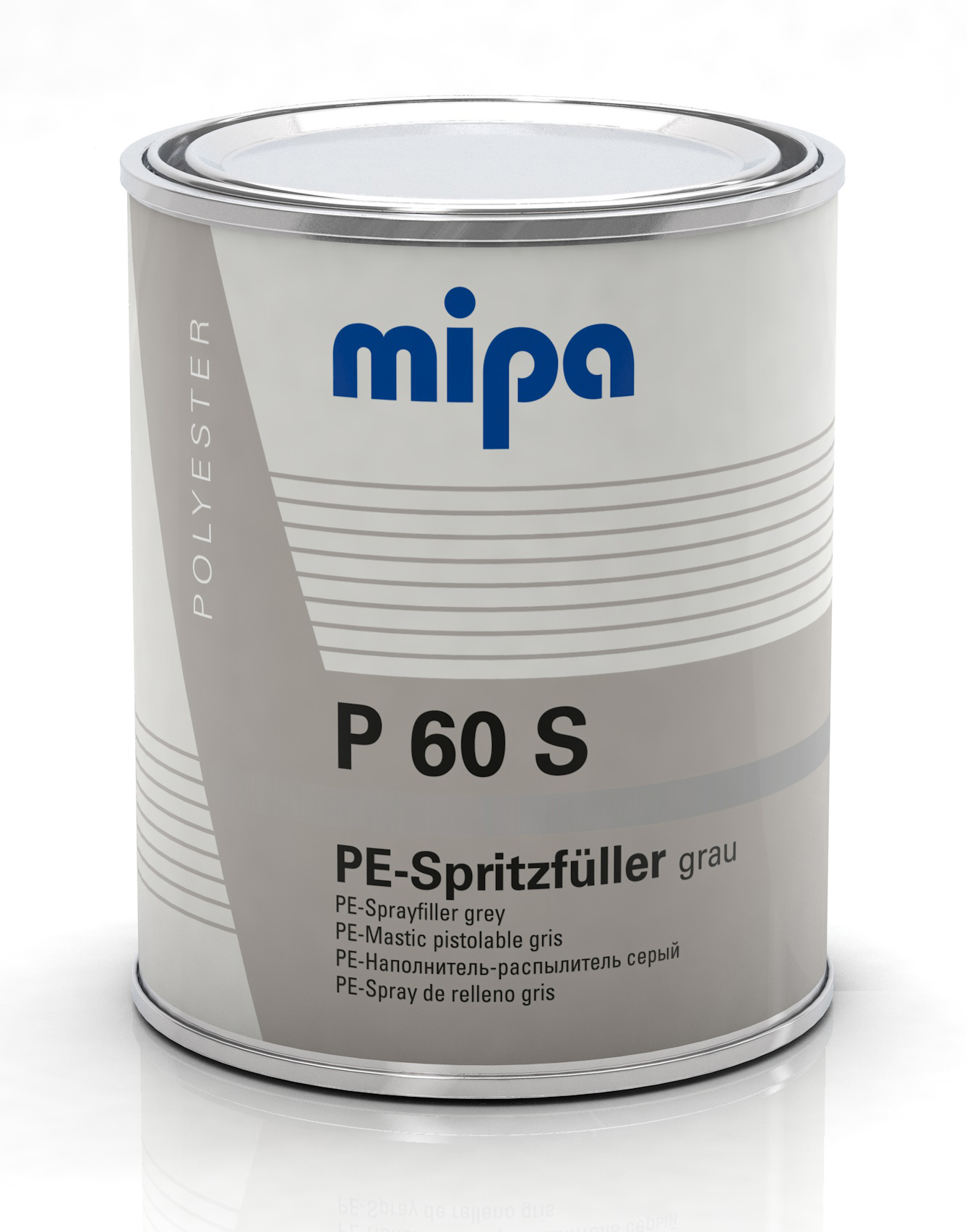 Mipa P 60 S grau - 1 Liter, Polyester-Dickschicht-Spritzfüller inkl. 50 ml Härter PS