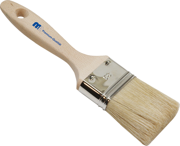 MP Flach-Pinsel Premium helle China-Borste, Nickelblech Zwinge, Holzstiel natur