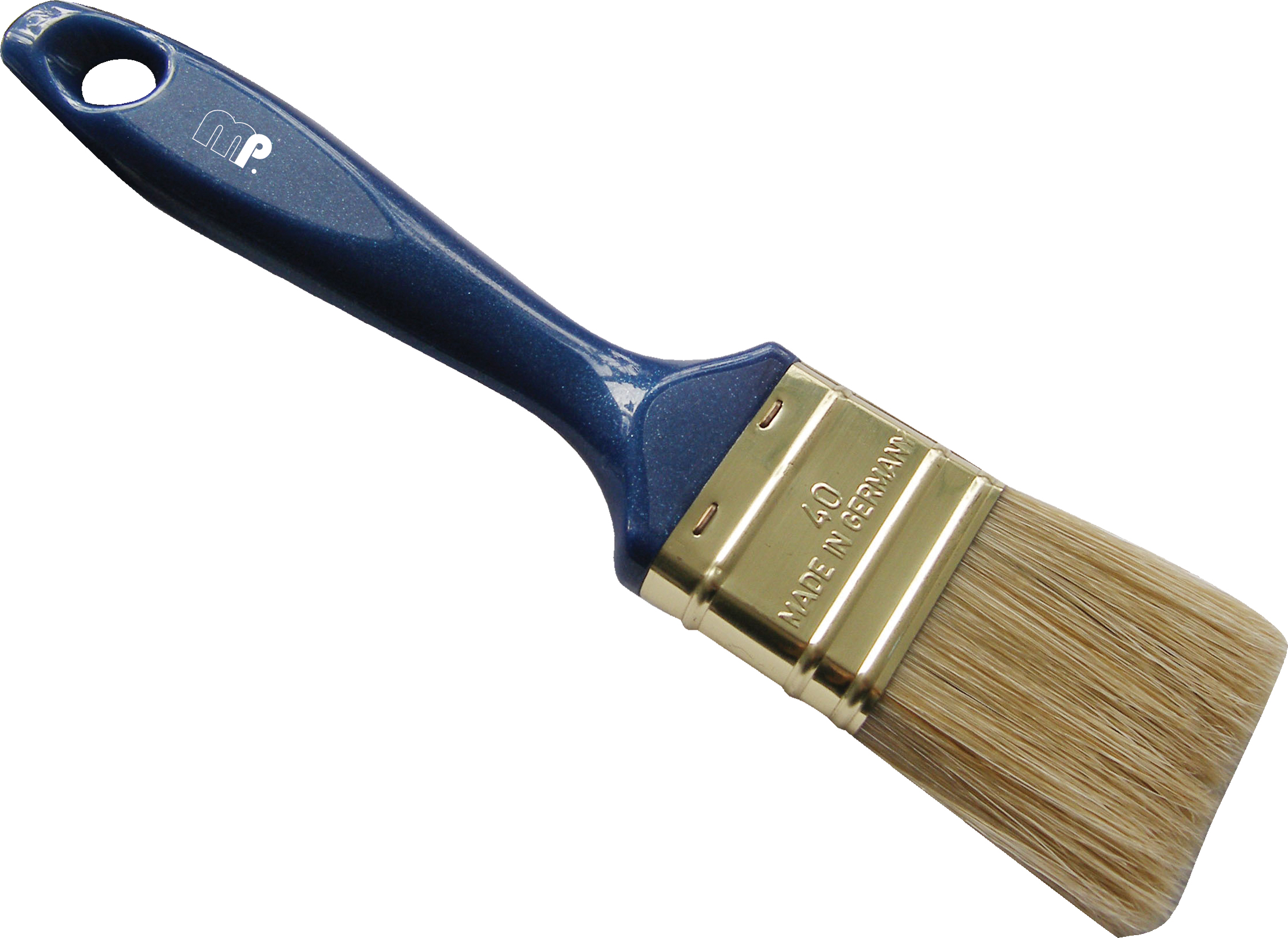 MP Flach-Pinsel Premium helle China-Borste, Messing-Zwinge, Kst.-Stiel blau metallic