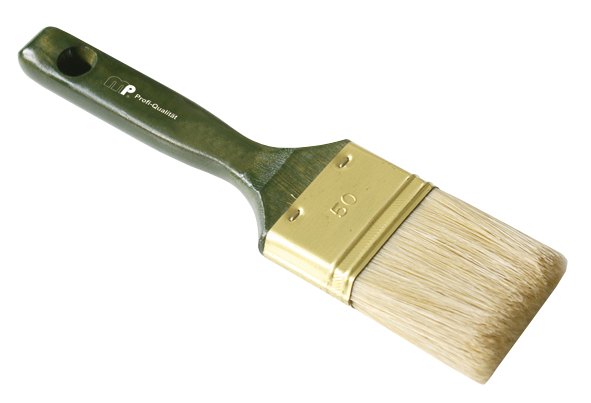 MP Flach-Pinsel Profi helle China-Borste, Messing-Zwinge, grüner Holzstiel