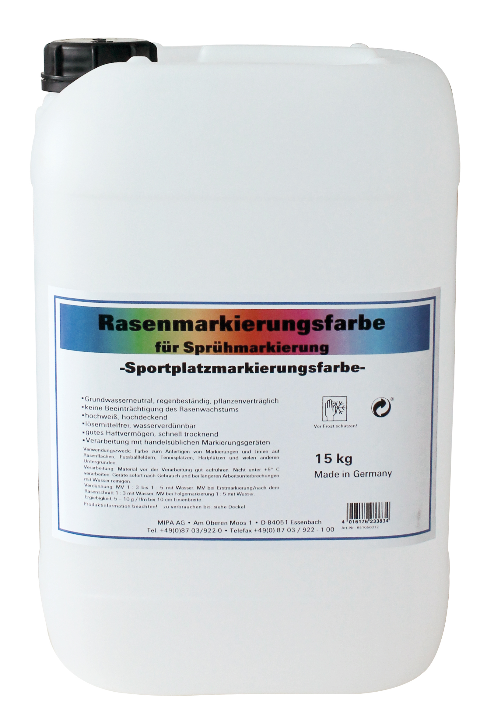 Mipa Rasenmarkierungsfarbe, 15 kg (Sportplatzmarkierungsfarbe) für Sprühmarkierung