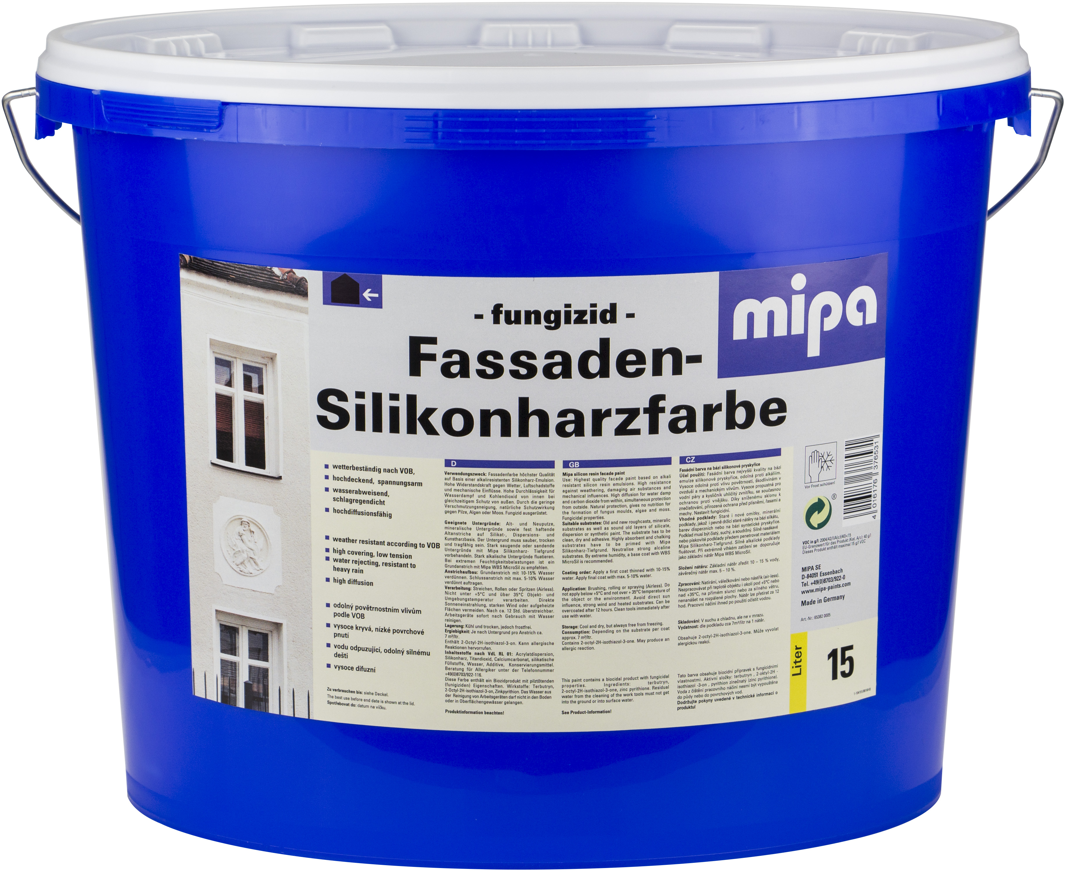 Mipa Fassaden-Silikonharzfarbe, fungizid 15 Liter